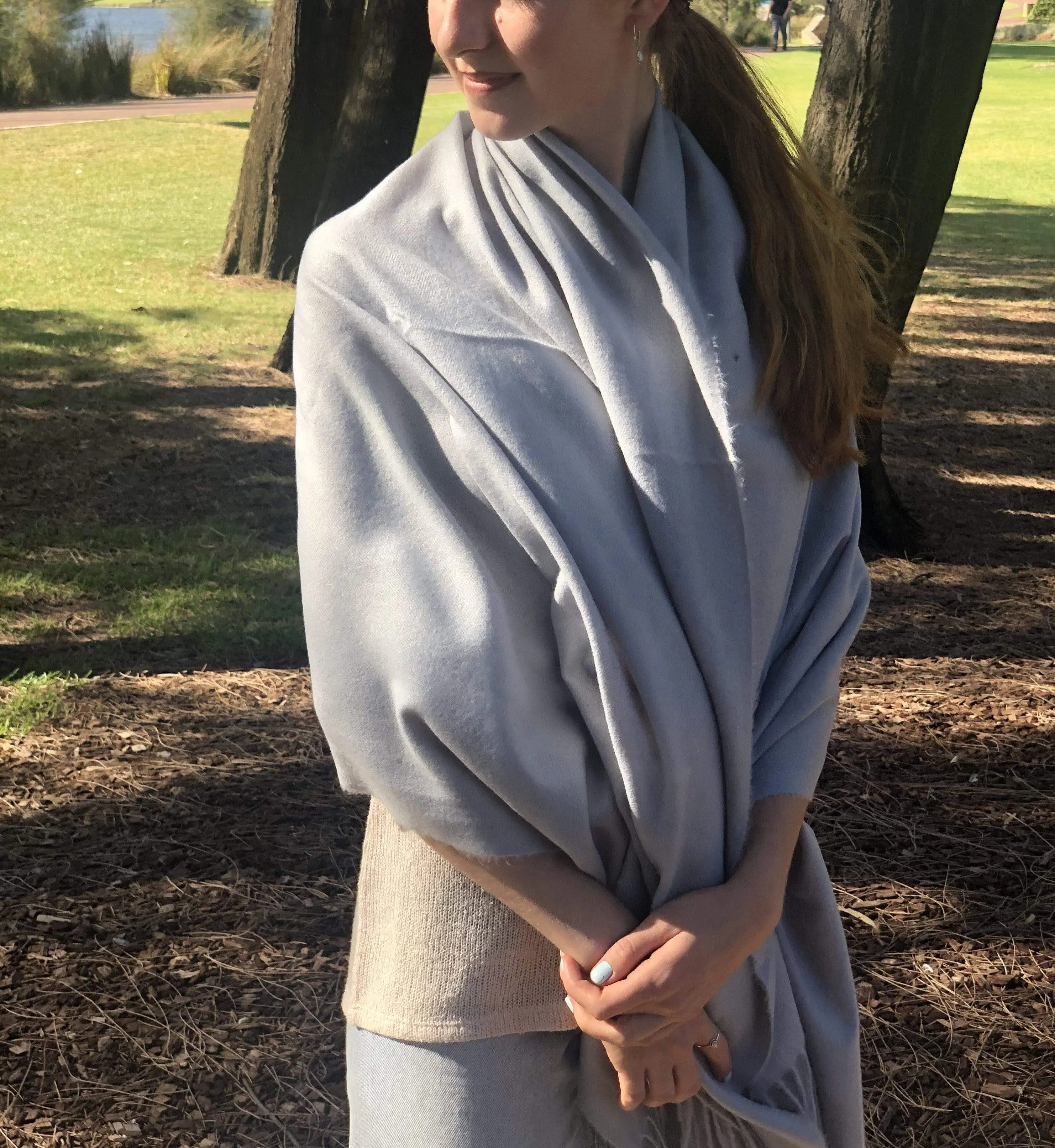 🥂 Pashmina Shawl Wrap - Light Grey