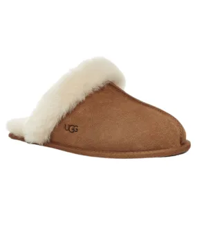 1106872 Scuffette II Chestnut Suede Slipper with Fur Trim