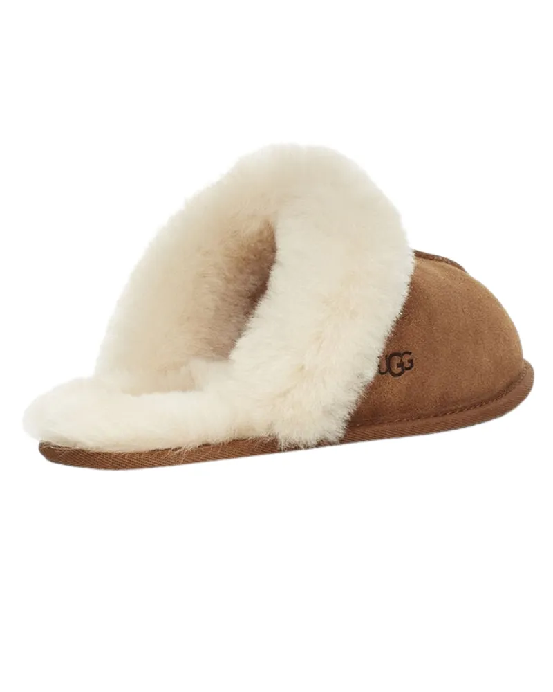 1106872 Scuffette II Chestnut Suede Slipper with Fur Trim