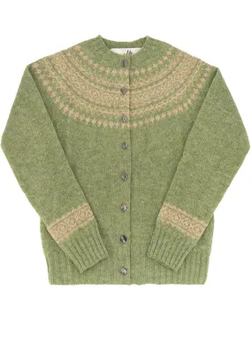 1940s Style Pure Wool Fairisle Cardigan in Jade Green