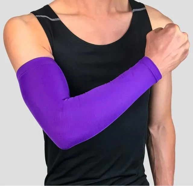 1Pcs Breathable Quick Dry UV Protection Running Arm Sleeves Basketball Elbow Pad Fitness Armguards Sports Cycling Arm Warmers