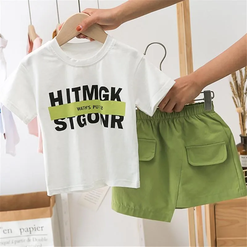 2-piece Letter Pattern T-shirt & Short Skirt for Toddler Girl