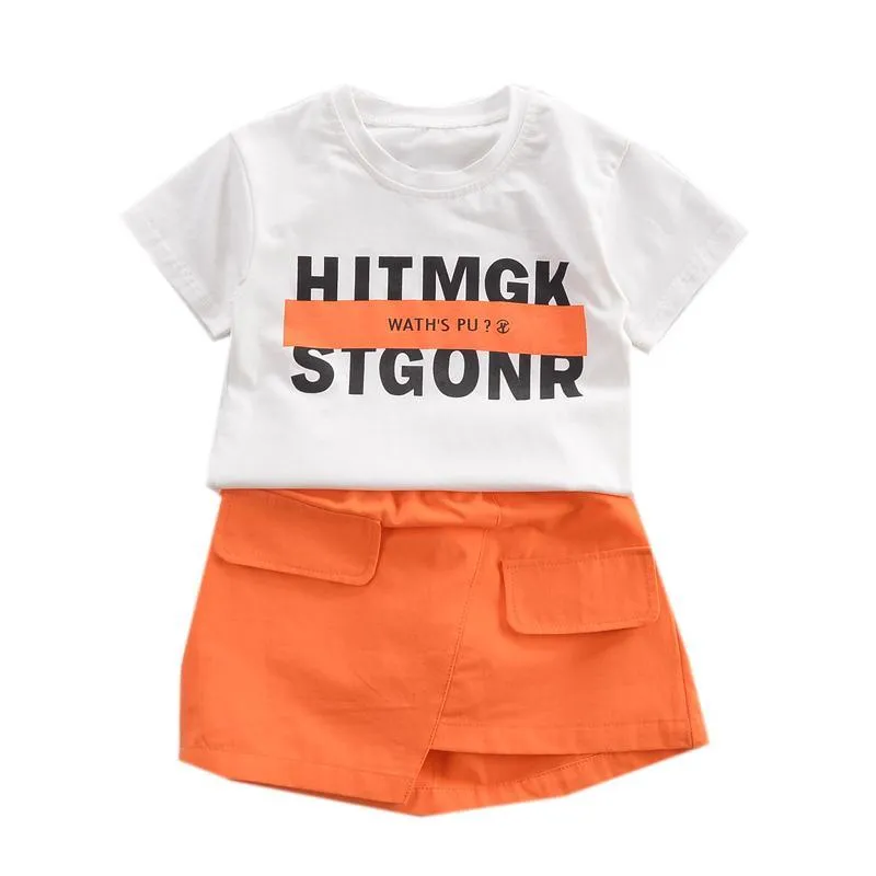 2-piece Letter Pattern T-shirt & Short Skirt for Toddler Girl