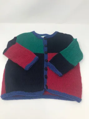 2 Y Navy, Green & Red Colorblock Cotton Knit Cardigan