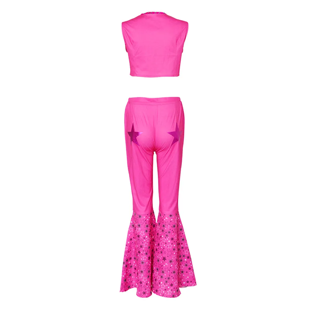 2023 Doll Margot Robbie Pink Flared Pants Set Outfits Halloween Carnival Suit Cosplay Costume