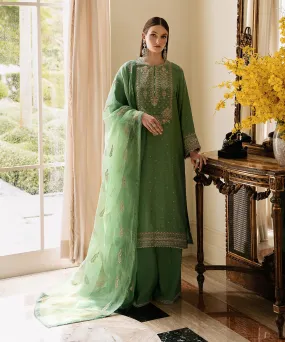 3 Piece - Embroidered Raw Silk Suit