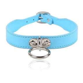 3458RS      Put A Ring On It Diamond Blue Slavegirl Collar