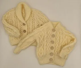 6-12 Cream Acrylic Aran Knit Cardigan