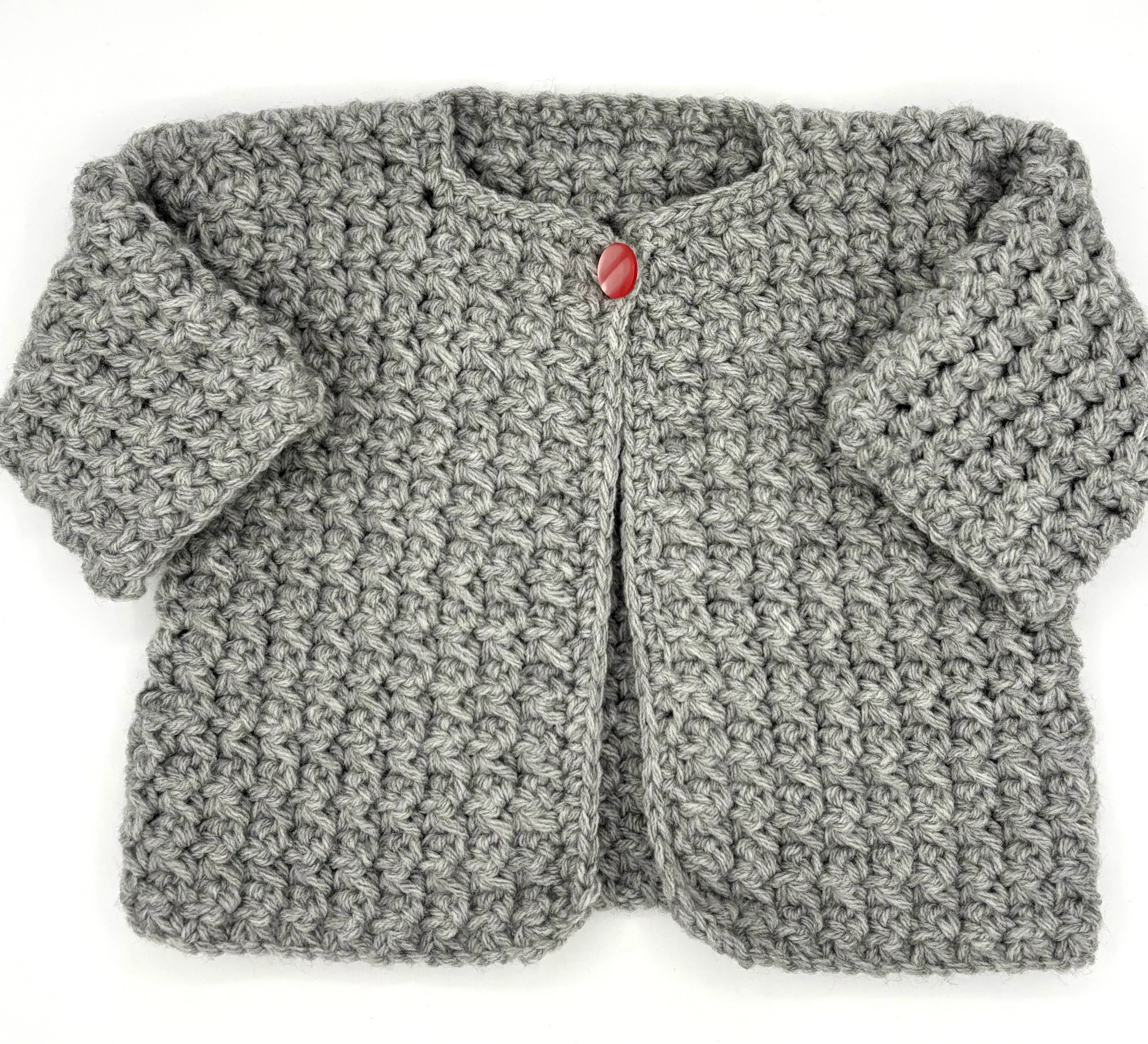 6-9 M Light Gray Acrylic Crochet Swing Jacket