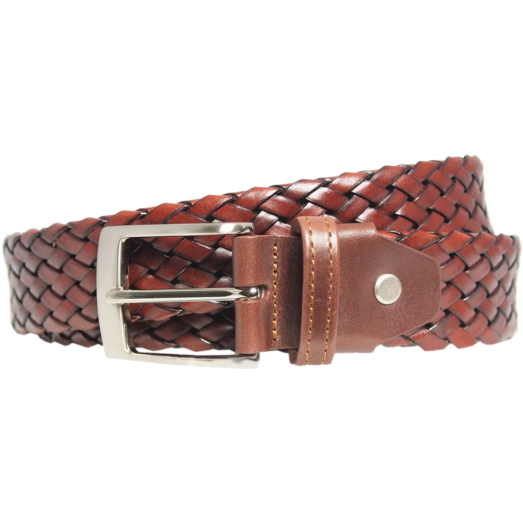 72 Smalldive Brown Weave Leather Belt