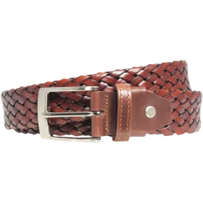 72 Smalldive Brown Weave Leather Belt