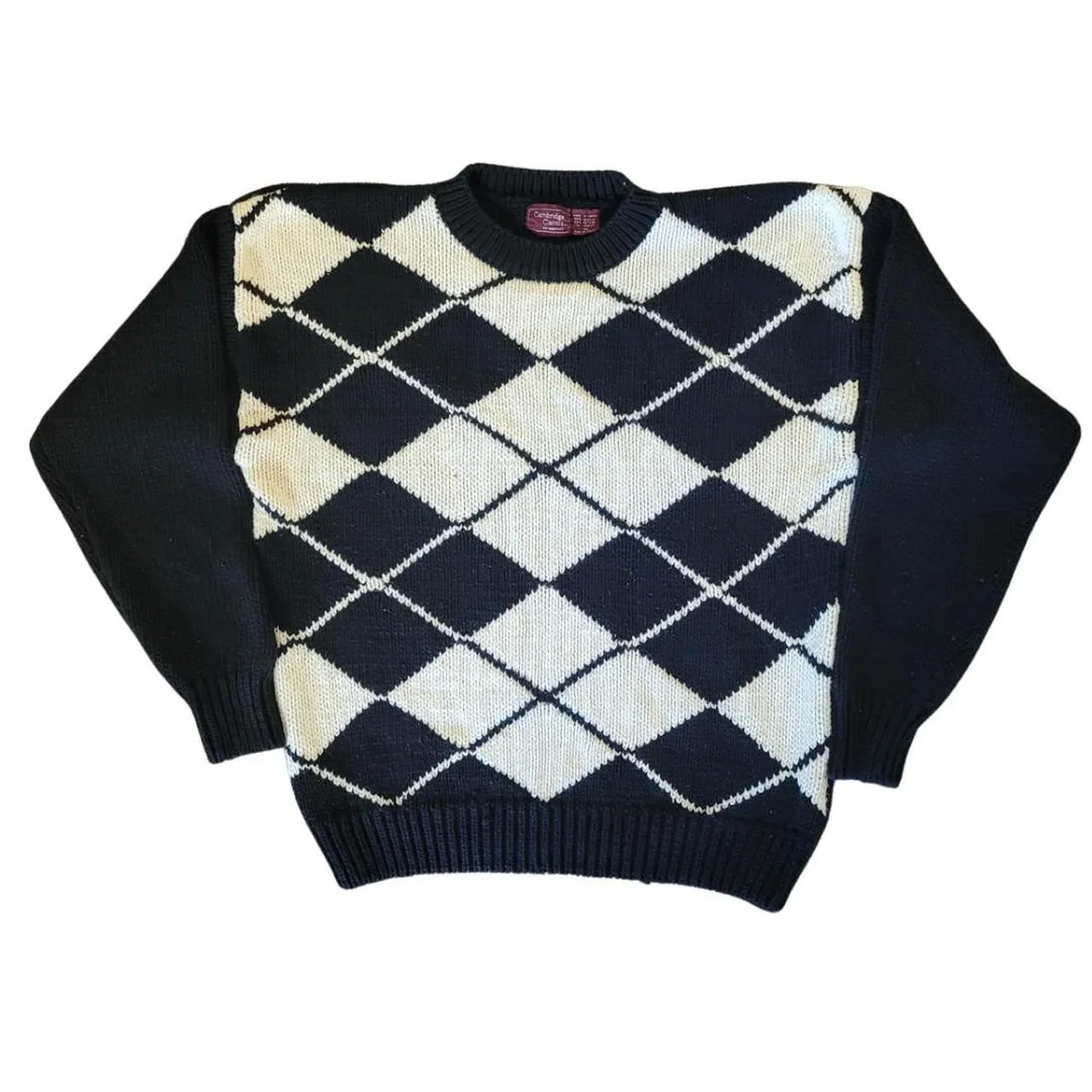 90's Vintage Argyle Print Crewneck Sweater