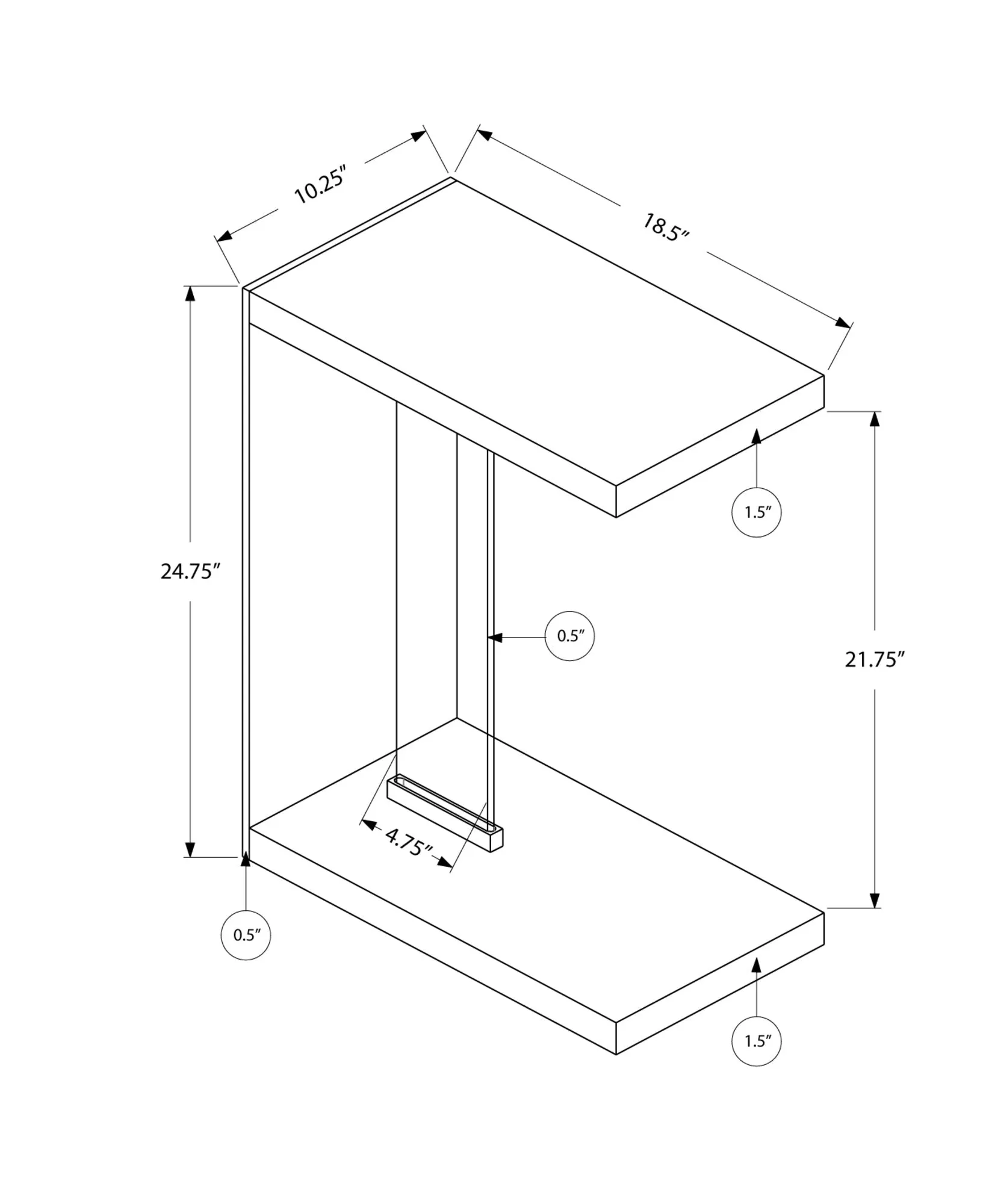 Accent Table - Glossy White With Tempered Glass