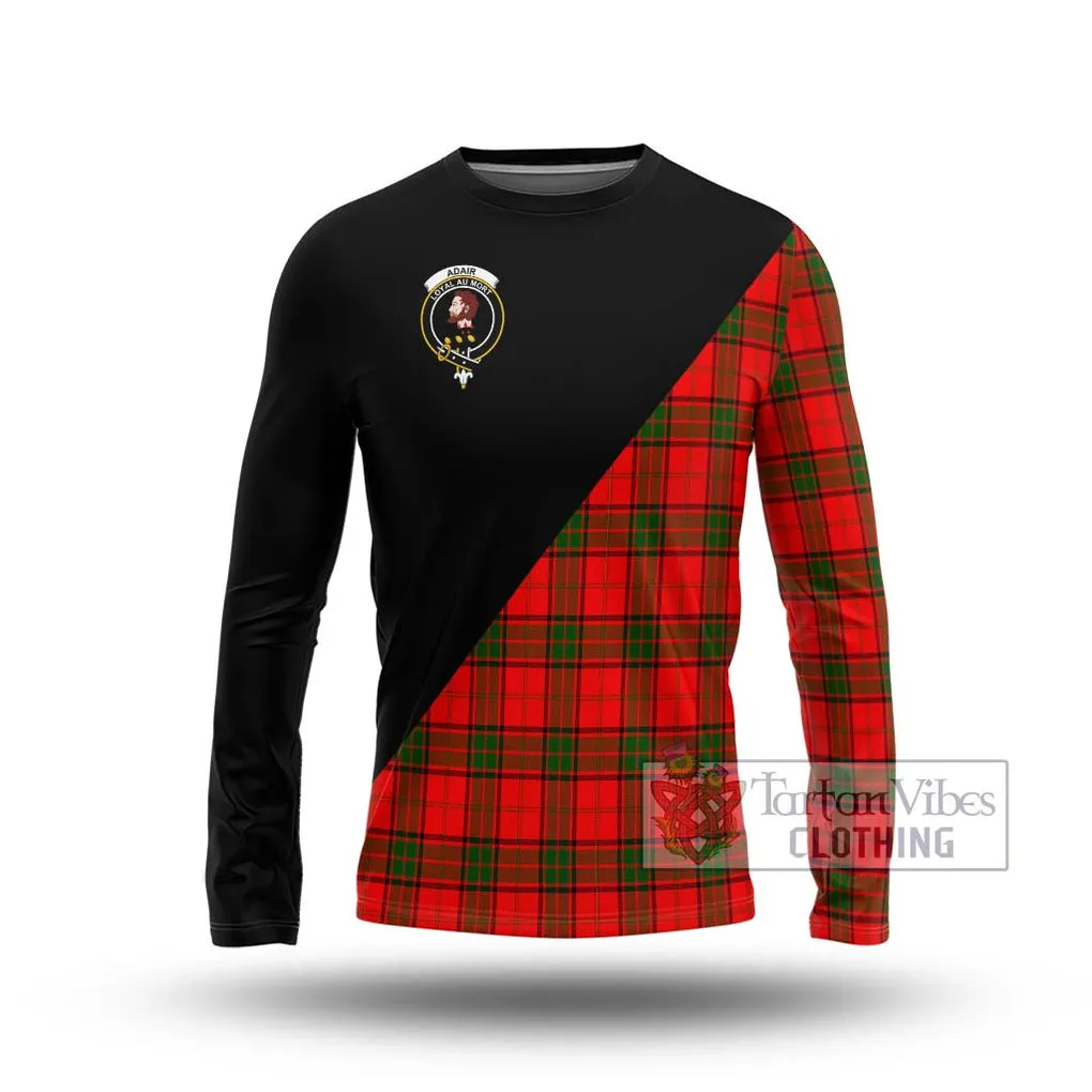 Adair Tartan Long Sleeve T-Shirt with Family Crest and Military Logo Style