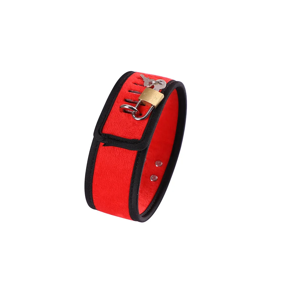 Adjustable Black and Red Soft Material Collar