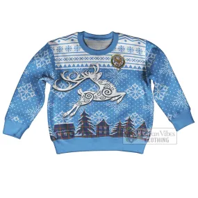 Agnew Clan Christmas Kid Ugly Sweater with Tartan and Celtic Reindeer Style