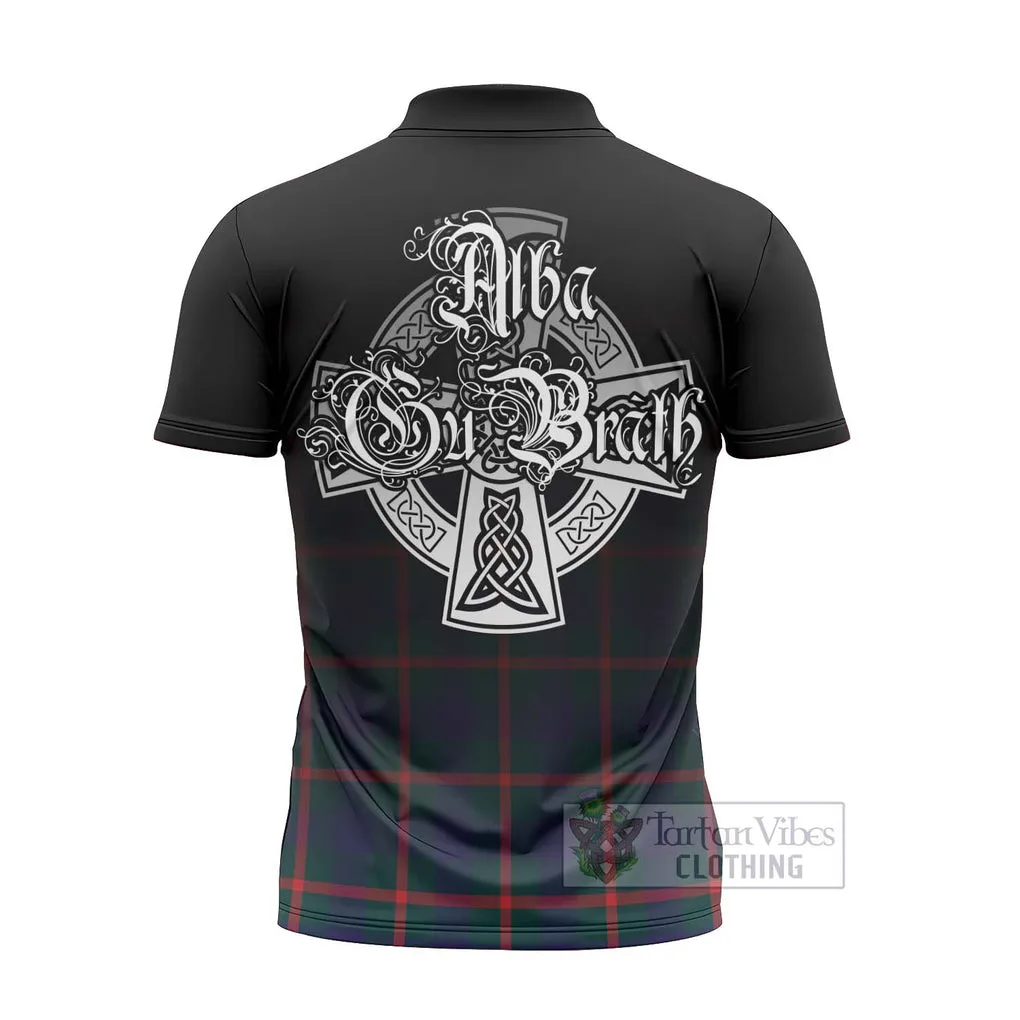 Agnew Tartan Zipper Polo Shirt Featuring Alba Gu Brath Family Crest Celtic Inspired