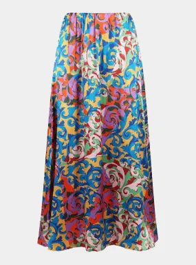 AHB Atelier Women's Liberty Silk Rococo Scrolls Maxi Godet Skirt