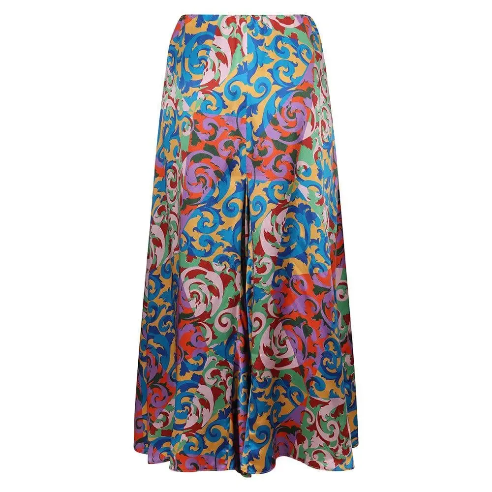 AHB Atelier Women's Liberty Silk Rococo Scrolls Maxi Godet Skirt