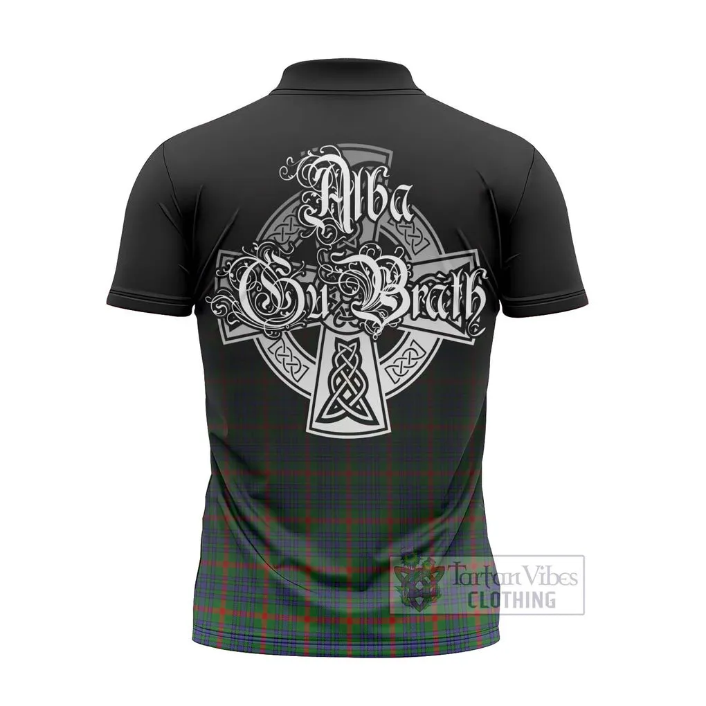 Aiton Tartan Zipper Polo Shirt Featuring Alba Gu Brath Family Crest Celtic Inspired