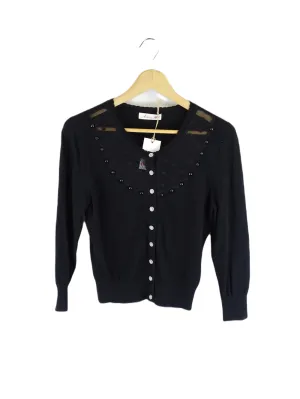 Alannah Hill Black Cardigan Sheer Collar 14