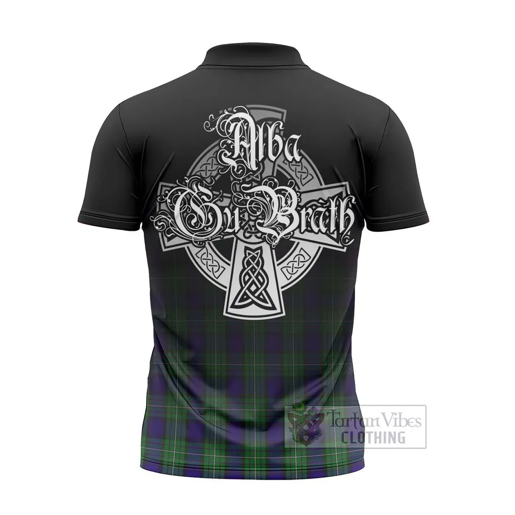 Alexander Tartan Zipper Polo Shirt Featuring Alba Gu Brath Family Crest Celtic Inspired