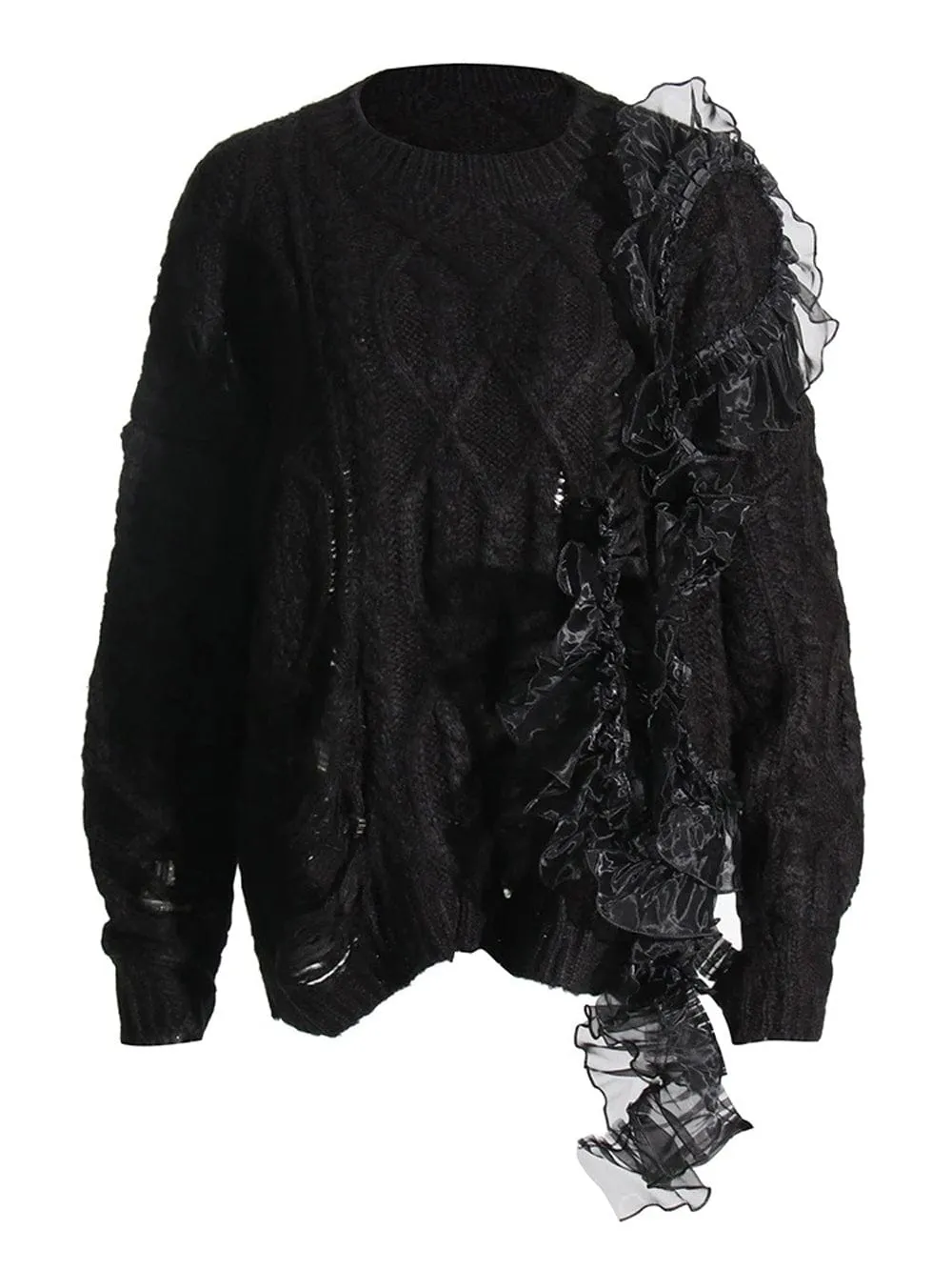 Alishah Mesh Loose Knitting Hollow Out Sweater