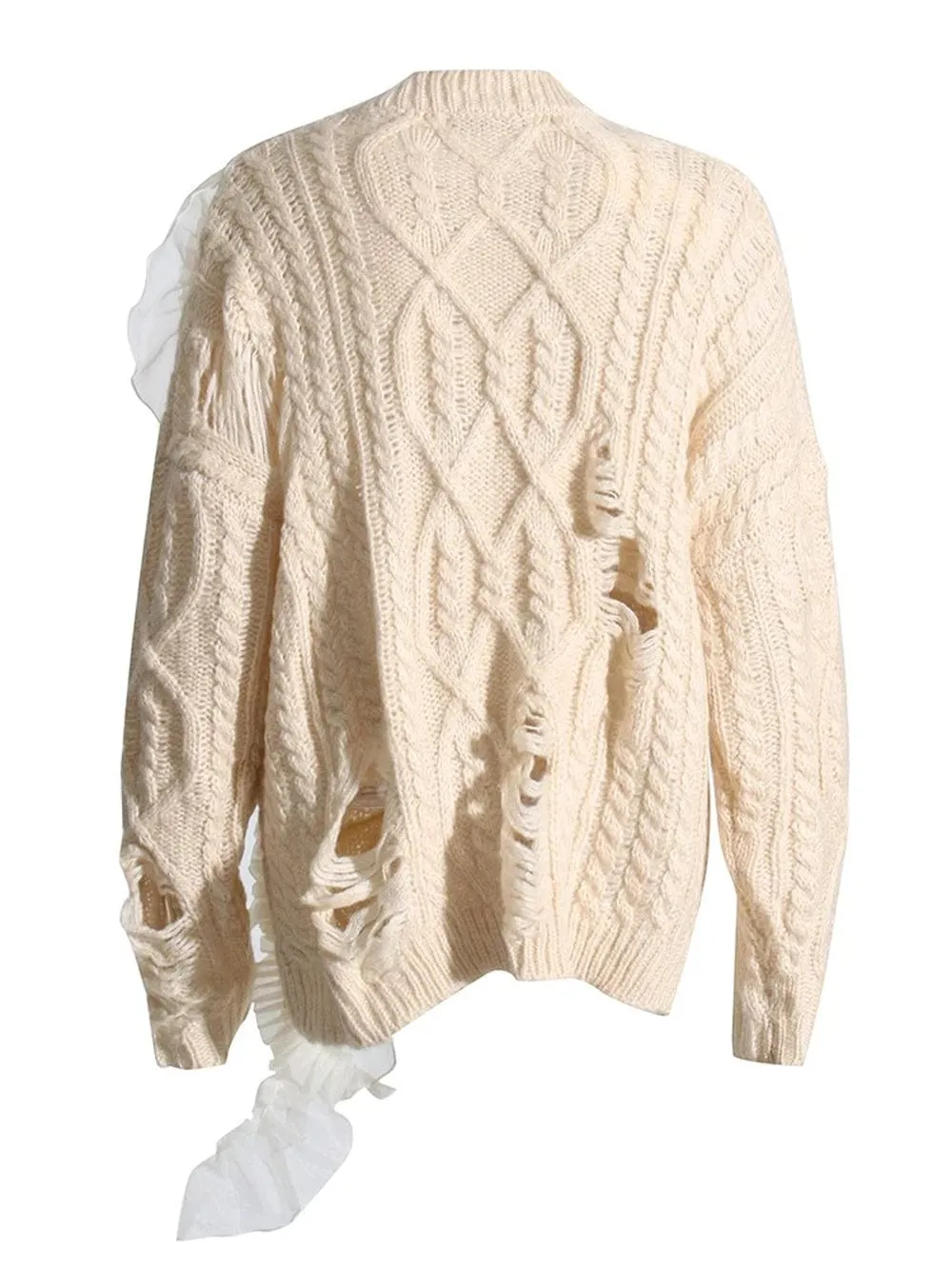 Alishah Mesh Loose Knitting Hollow Out Sweater