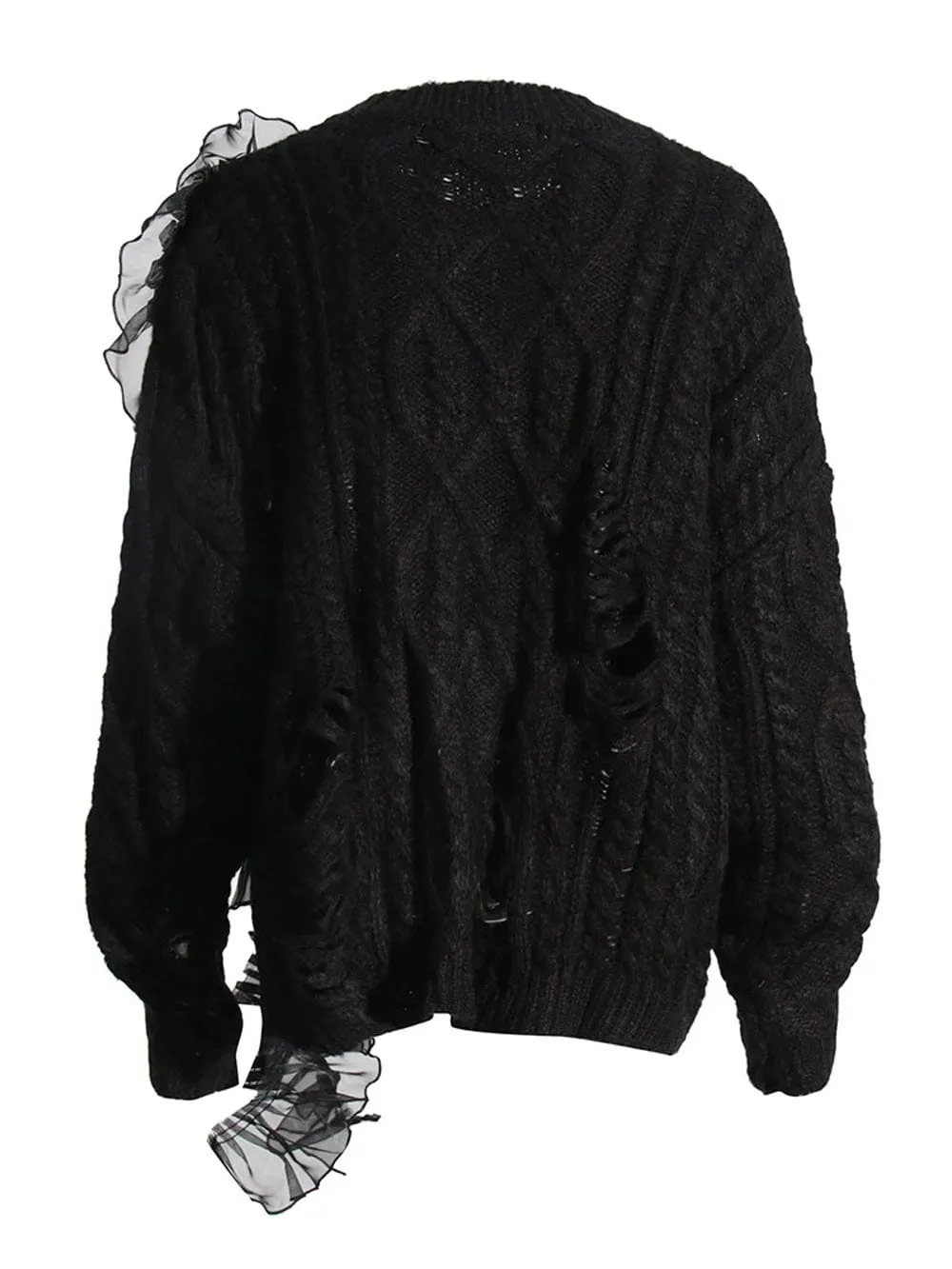 Alishah Mesh Loose Knitting Hollow Out Sweater