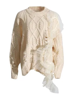 Alishah Mesh Loose Knitting Hollow Out Sweater