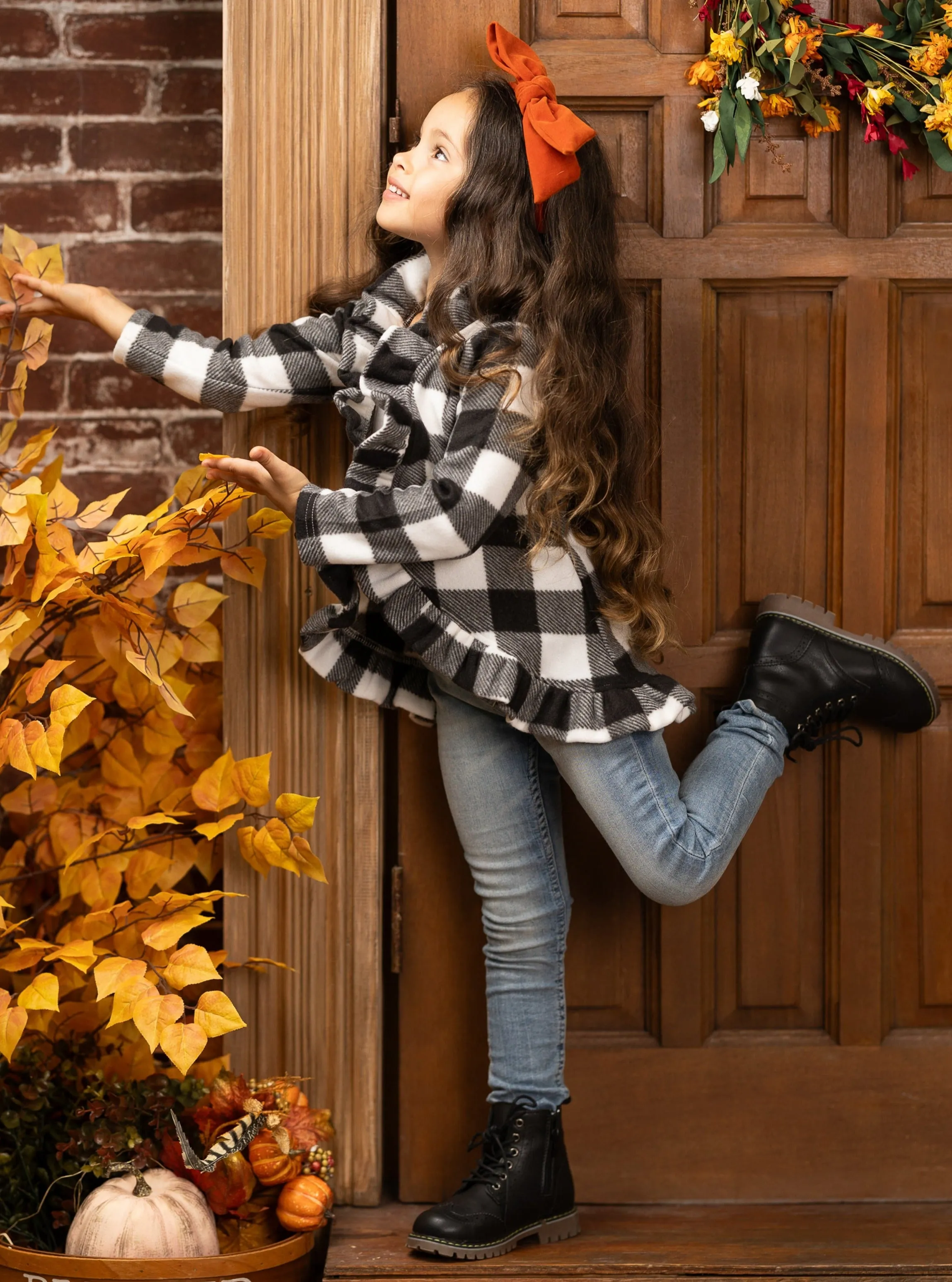 All Ruffled Up Gingham Ruffles Cardigan