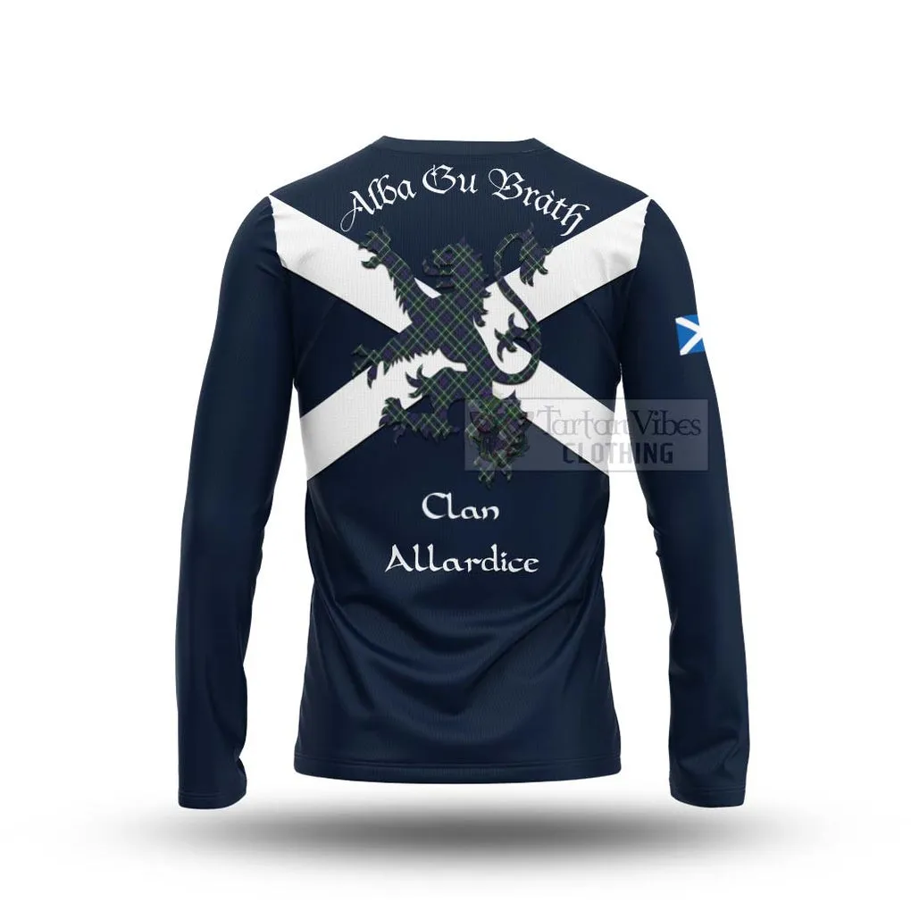 Allardice Tartan Lion Rampant Long Sleeve T-Shirt  Proudly Display Your Heritage with Alba Gu Brath and Clan Name