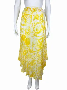 Anthropologie Lilka Women's High-Low Maxi Skirt Yellow/White Size S w/ Tags