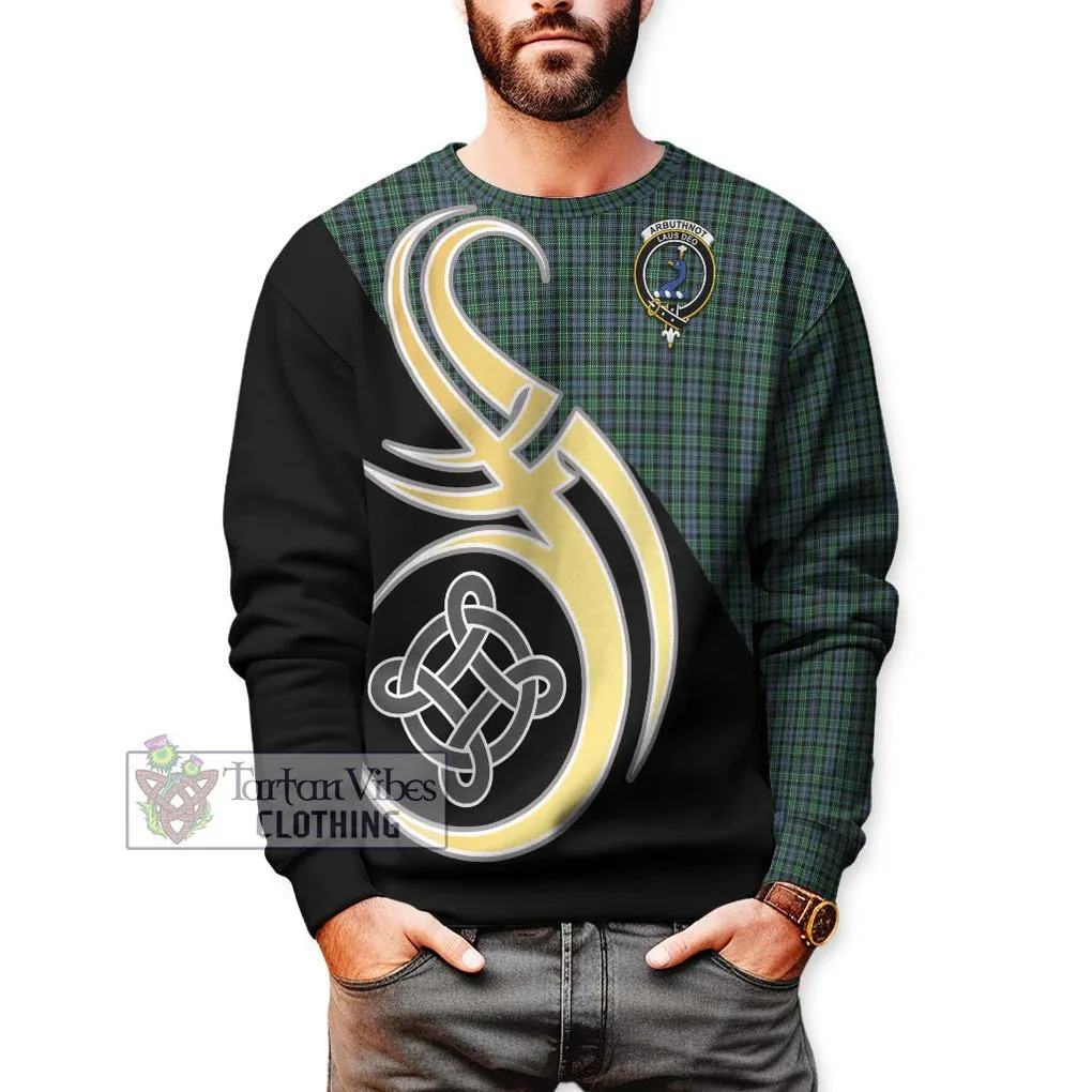 Arbuthnot Tartan Sweatshirt with Family Crest and Celtic Symbol Style