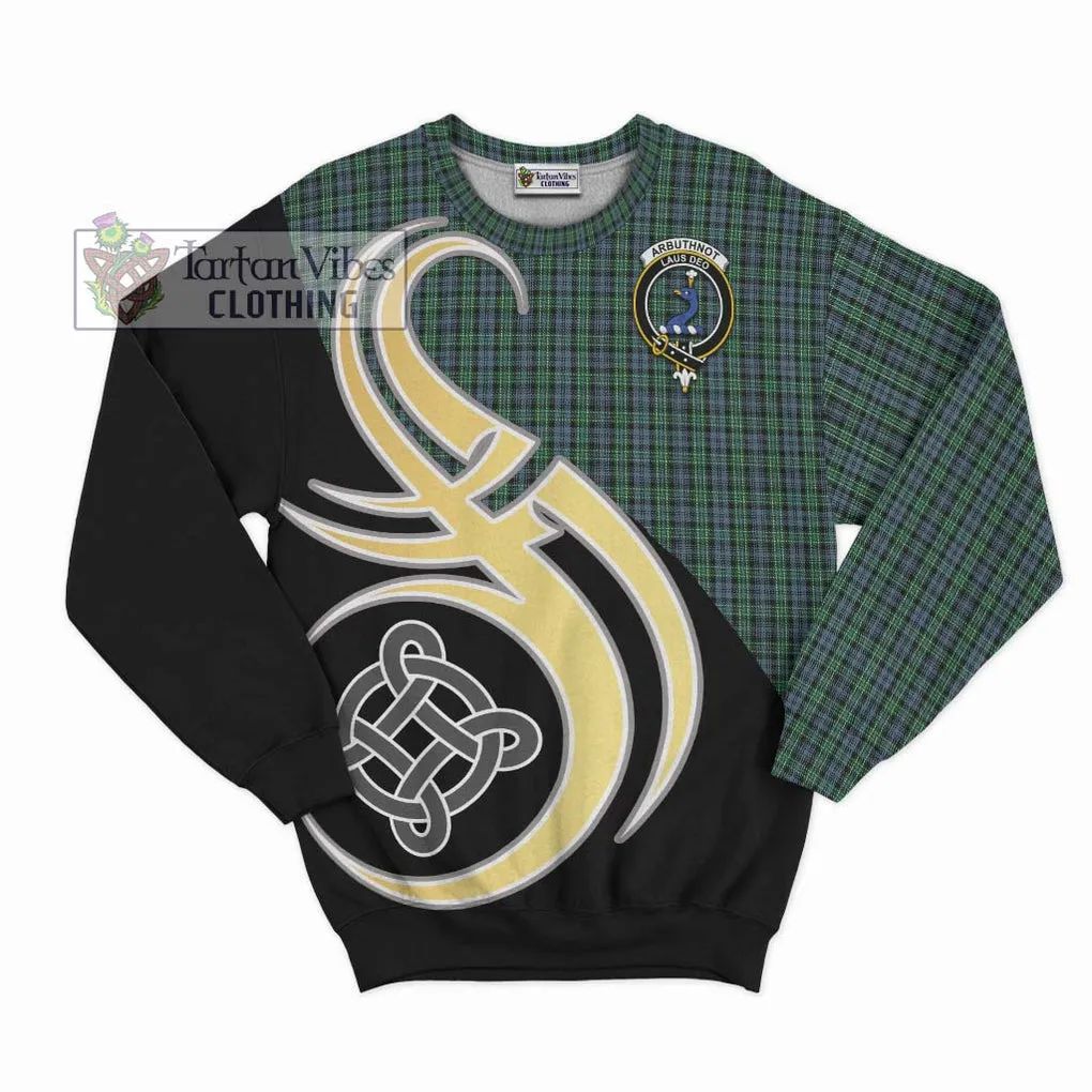 Arbuthnot Tartan Sweatshirt with Family Crest and Celtic Symbol Style