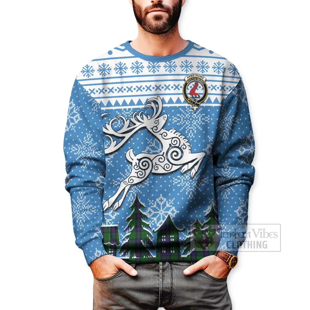 Armstrong Clan Christmas Sweatshirt Celtic Reindeer Style