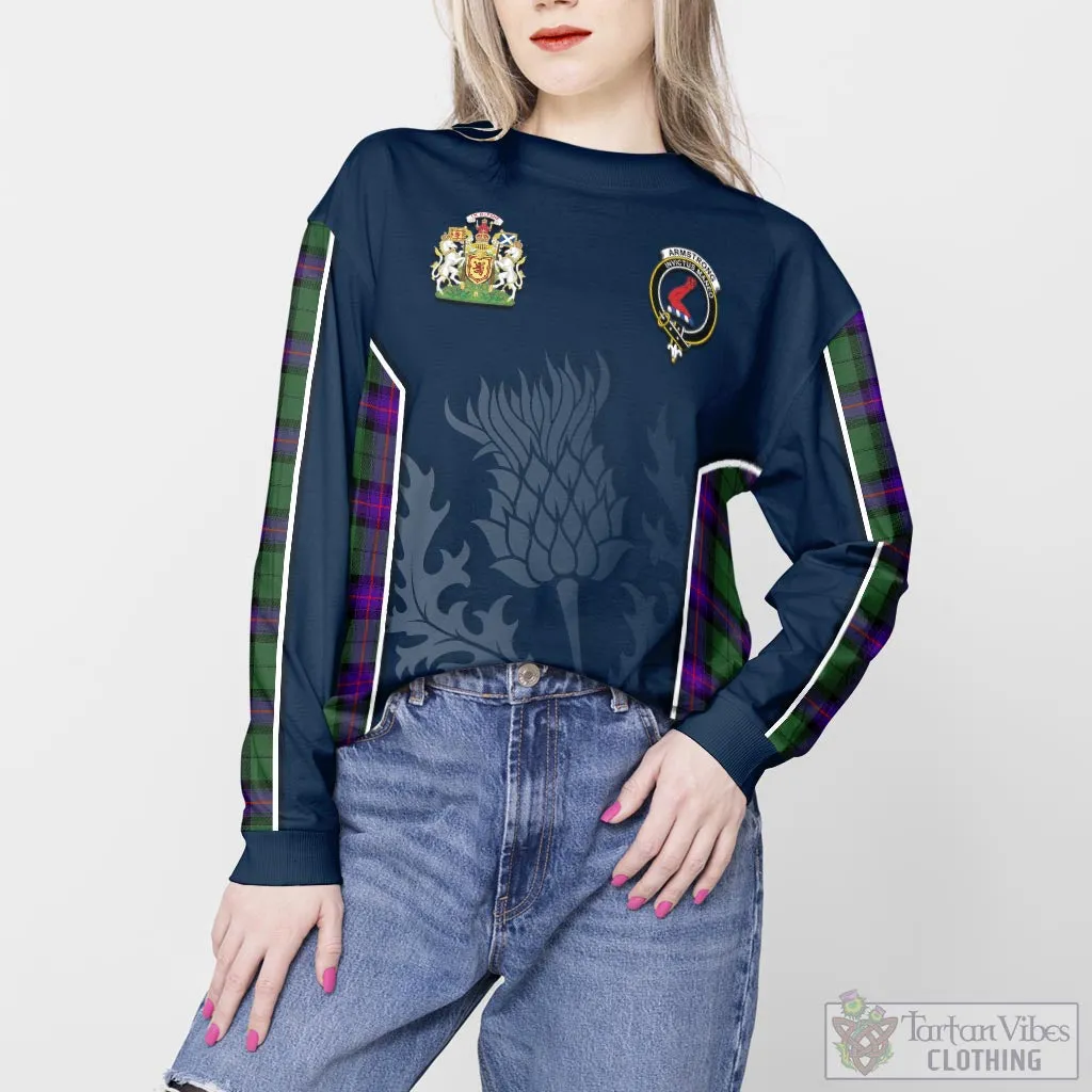 Armstrong Modern Tartan Sweatshirt with Family Crest and Scottish Thistle Vibes Sport Style