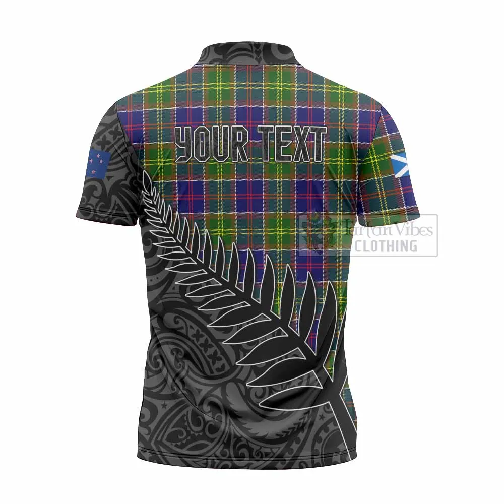 Arnott Crest Tartan Zipper Polo Shirt with New Zealand Silver Fern Half Style