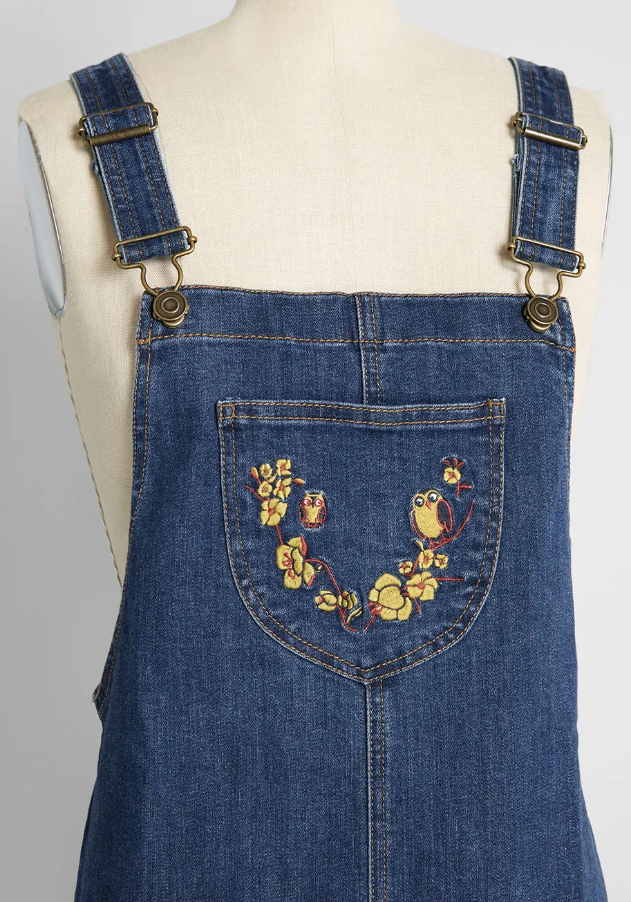 Autumn Prologue Embroidered Denim Jumper