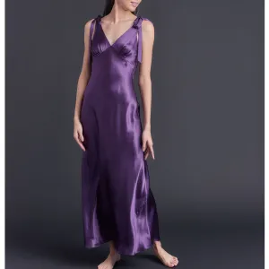 Ava Silk Charmeuse Slip Dress in Violet