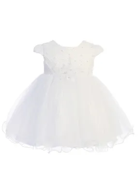 Baby Girls Multi Color Waffle Pattern Pearls Lace Flower Girl Dress 0M-24M