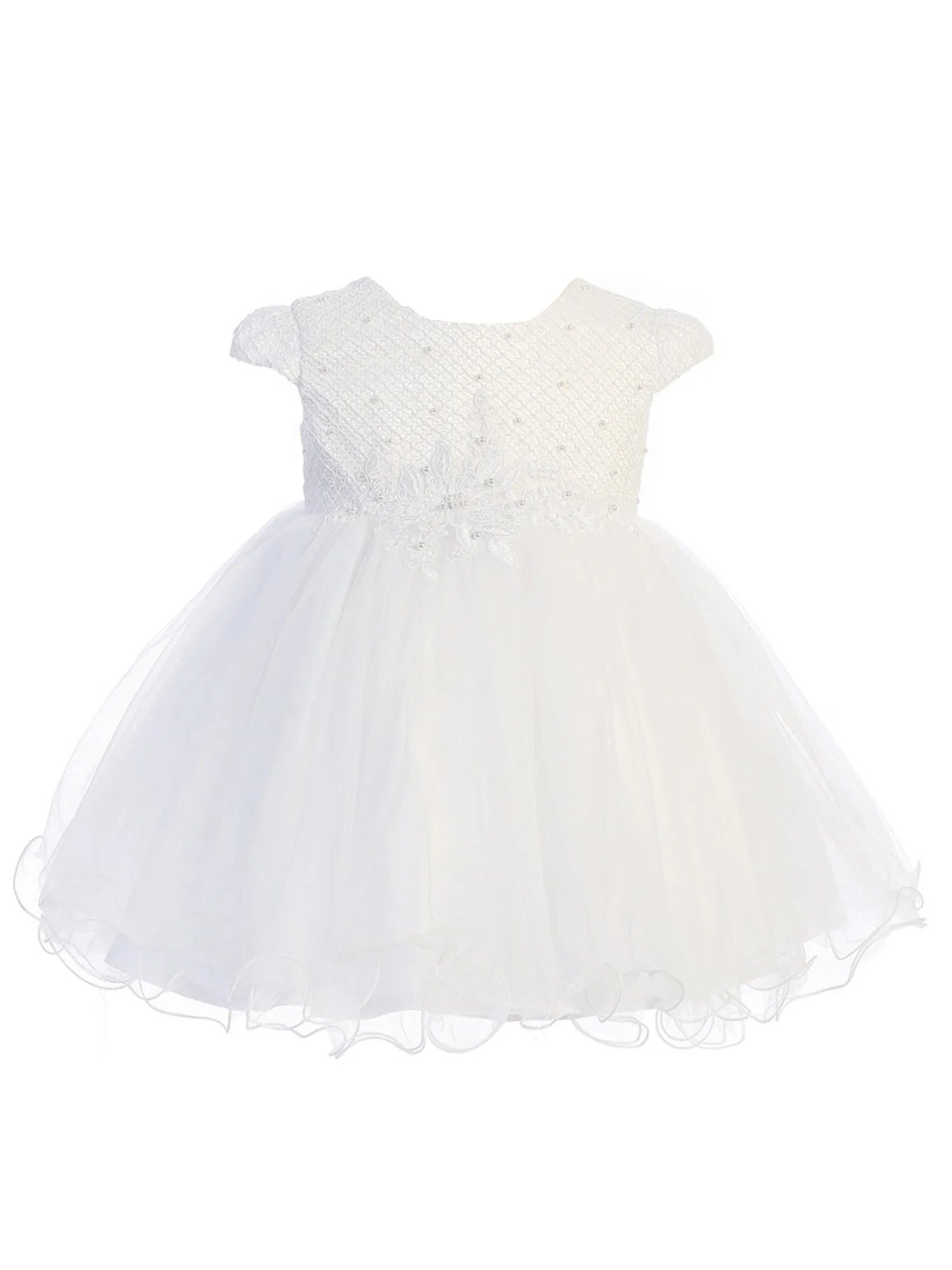 Baby Girls Multi Color Waffle Pattern Pearls Lace Flower Girl Dress 0M-24M