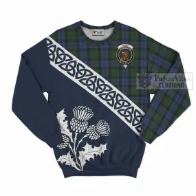 Baird Tartan Sweatshirt Featuring Thistle and Scotland Map