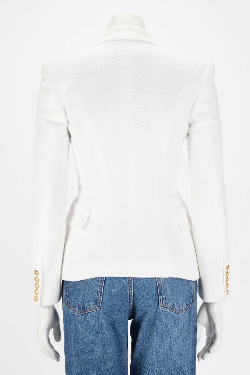 Balmain White Boucle Classic DB Blazer FR 34