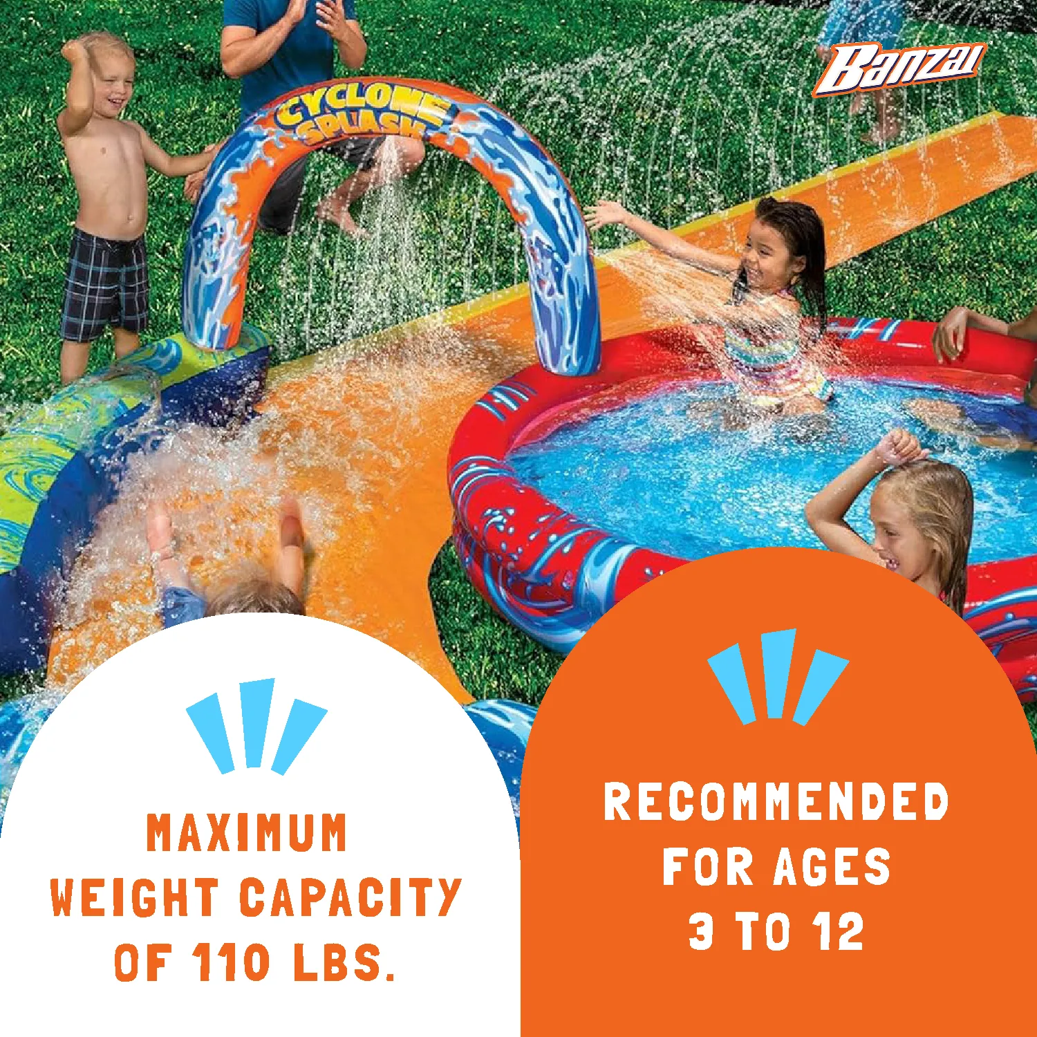 Banzai Cyclone Splash Park Inflatable Water Slide Aqua Pool(Open Box)