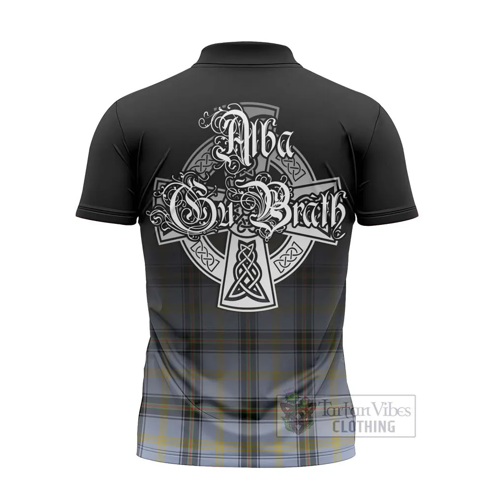 Bell Tartan Zipper Polo Shirt Featuring Alba Gu Brath Family Crest Celtic Inspired