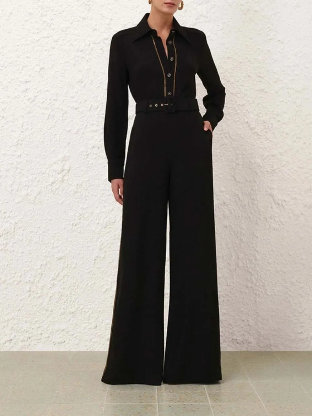 Black Belted Chain Pants