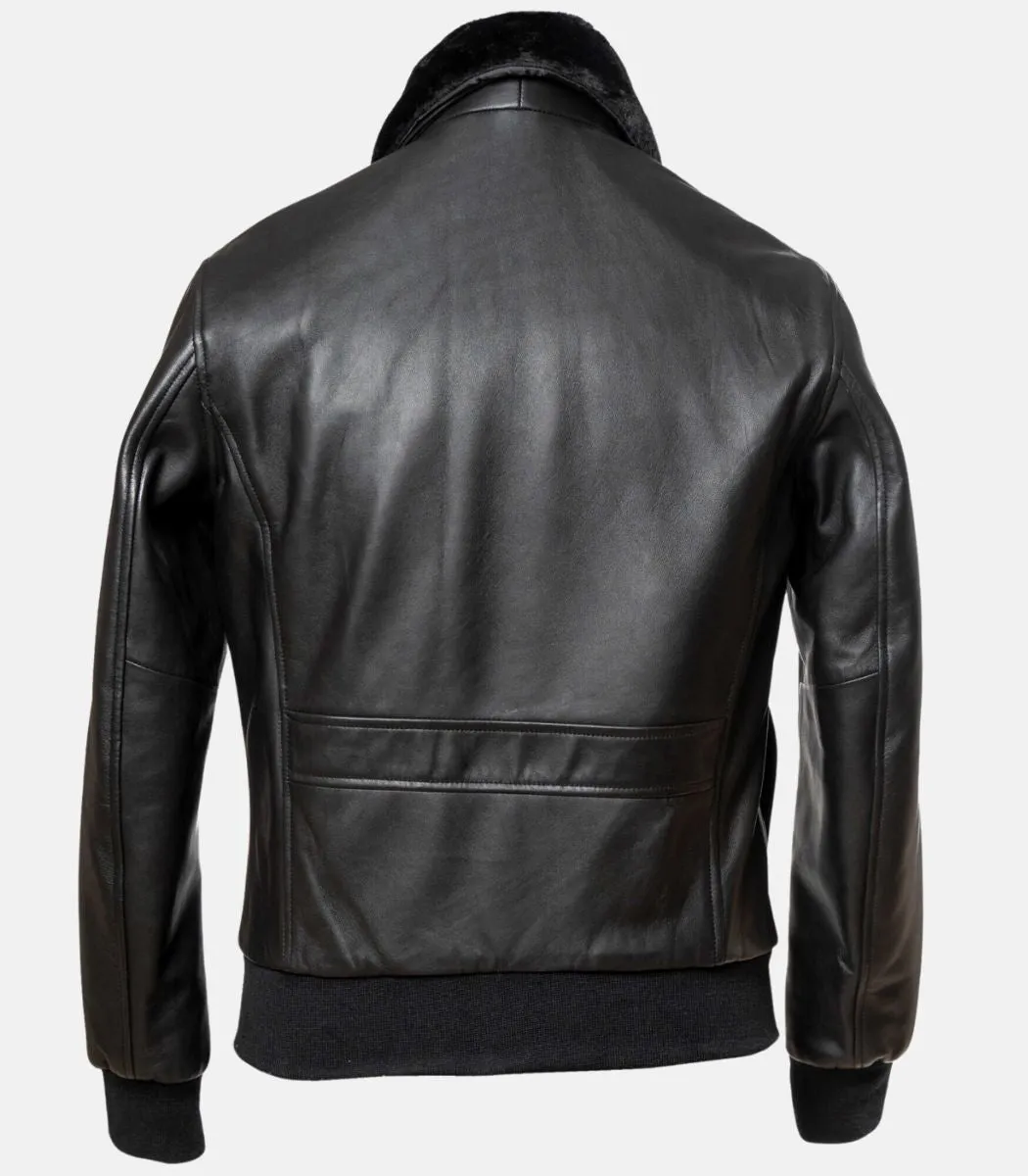 black real leather jacket men