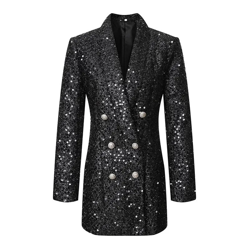 Black Sequin Blazer Dress