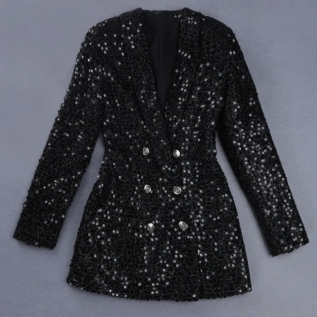 Black Sequin Blazer Dress